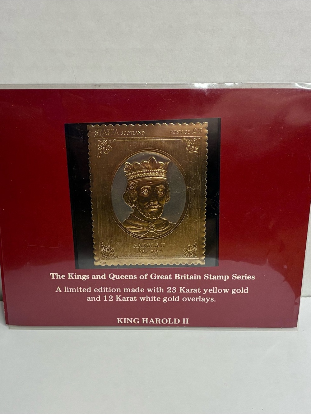 King Harold II Great Britain Stamp Series 23K Yellow Gold 12K White Gold Stamp